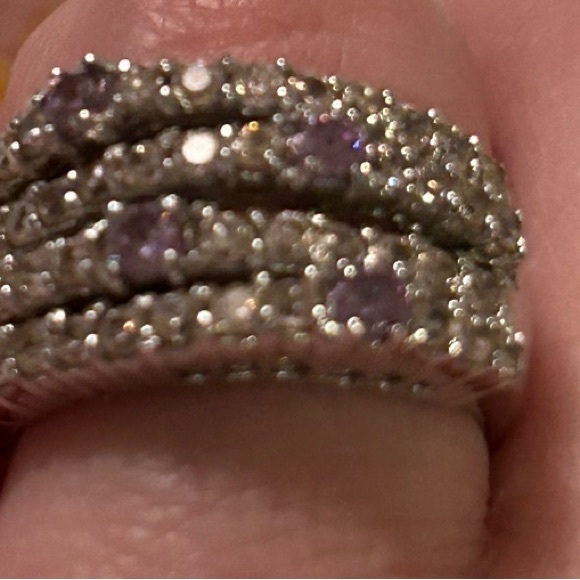 Beautiful sterling silver ring with pink n purple stones not sure if it’s real💎 - Picture 3 of 14